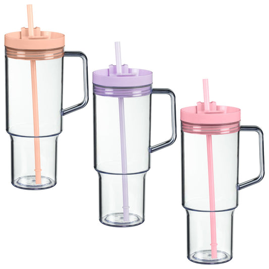 40oz Clear Tumbler With Colour Lid